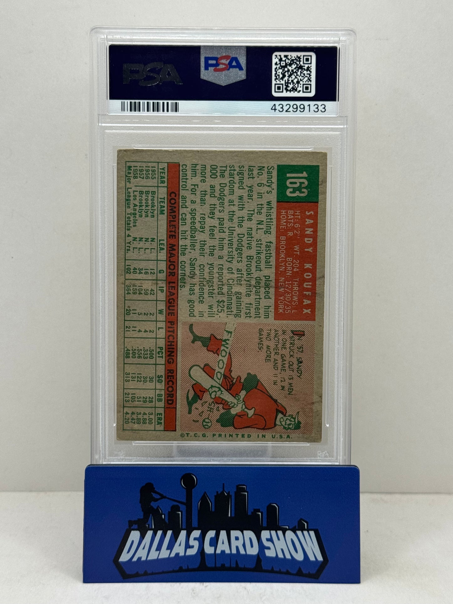1959 Topps #163 Sandy Koufax PSA 4(MC) VG-EX
