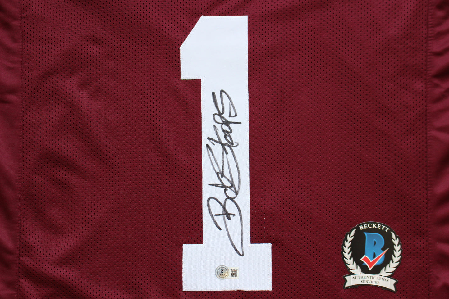 BOB STOOPS OU SOONERS SIGNED STAT FOOTBALL JERSEY Oklahoma BAS COA