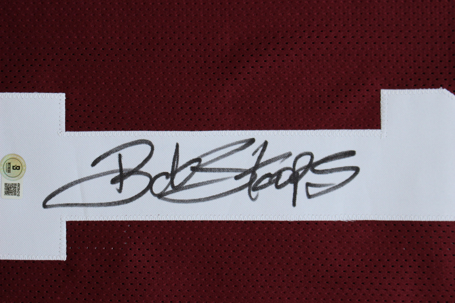 BOB STOOPS OU SOONERS SIGNED STAT FOOTBALL JERSEY Oklahoma BAS COA