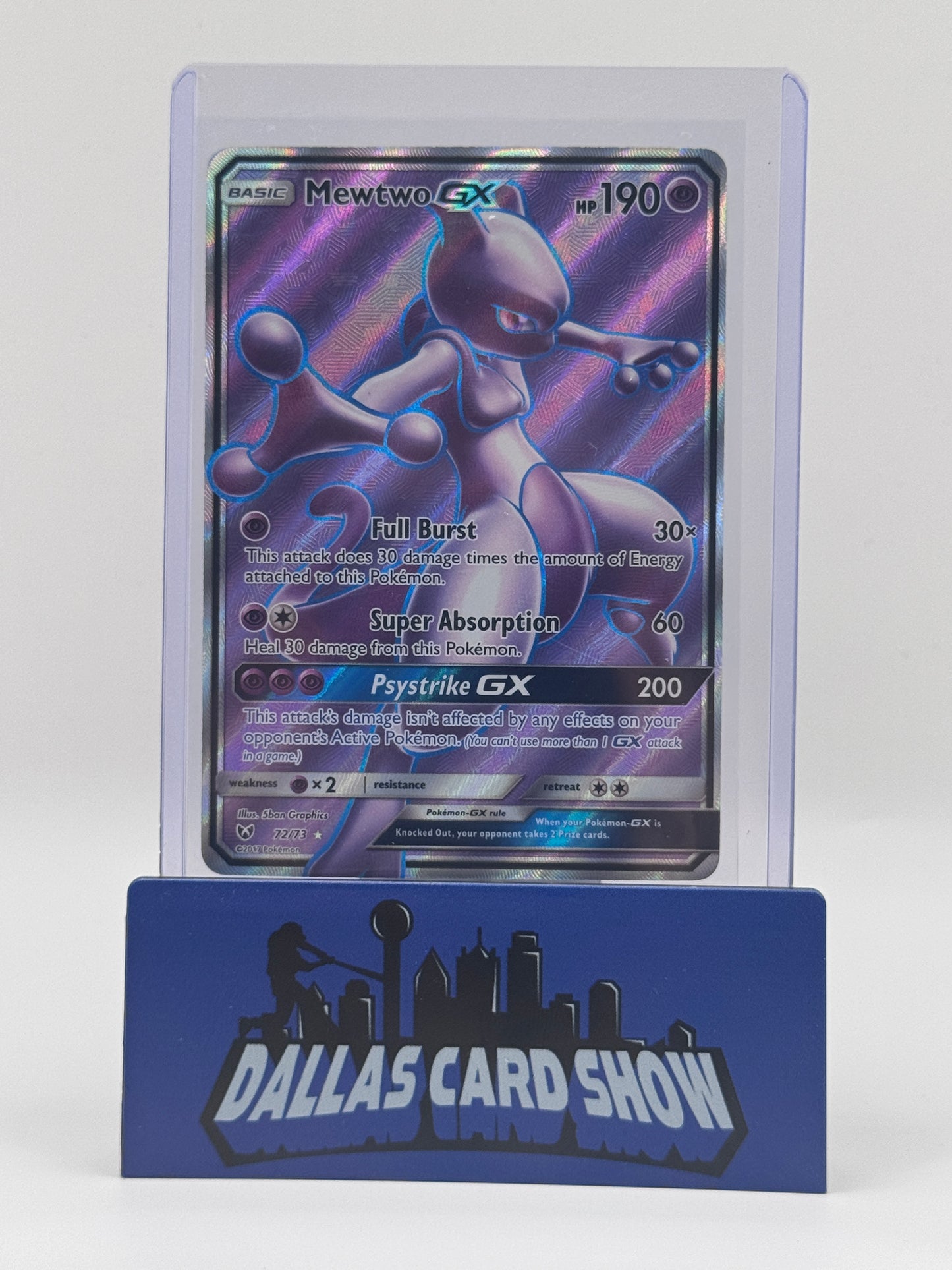 2017 Pokemon - Mewtwo GX (Full Art) - 72/73 Shining Legends NM