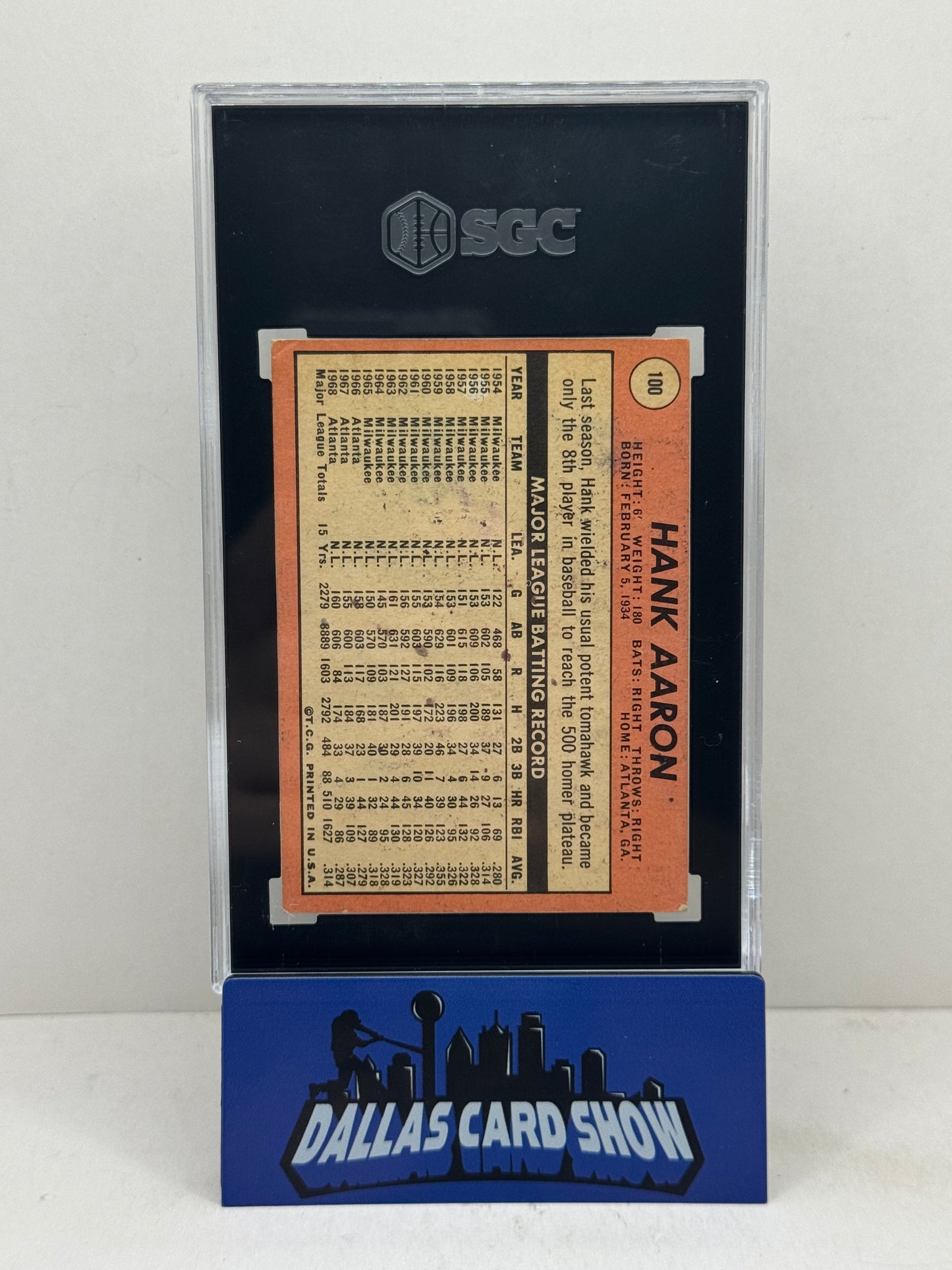 1969 Topps #100 Hank Aaron SGC 3 VG