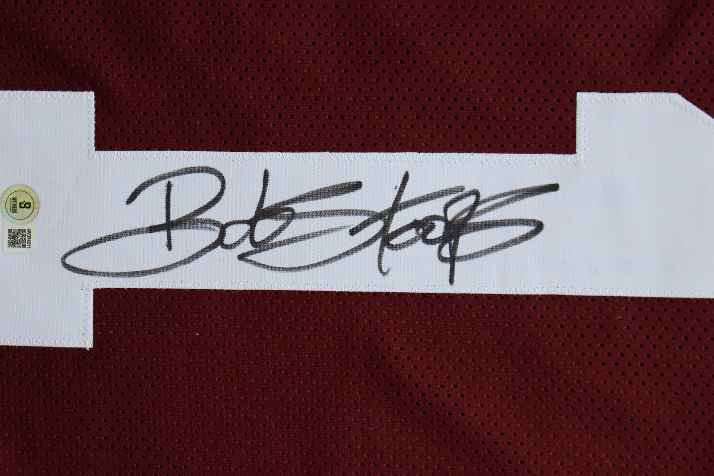 BOB STOOPS OU SOONERS SIGNED STAT FOOTBALL JERSEY Oklahoma BAS COA