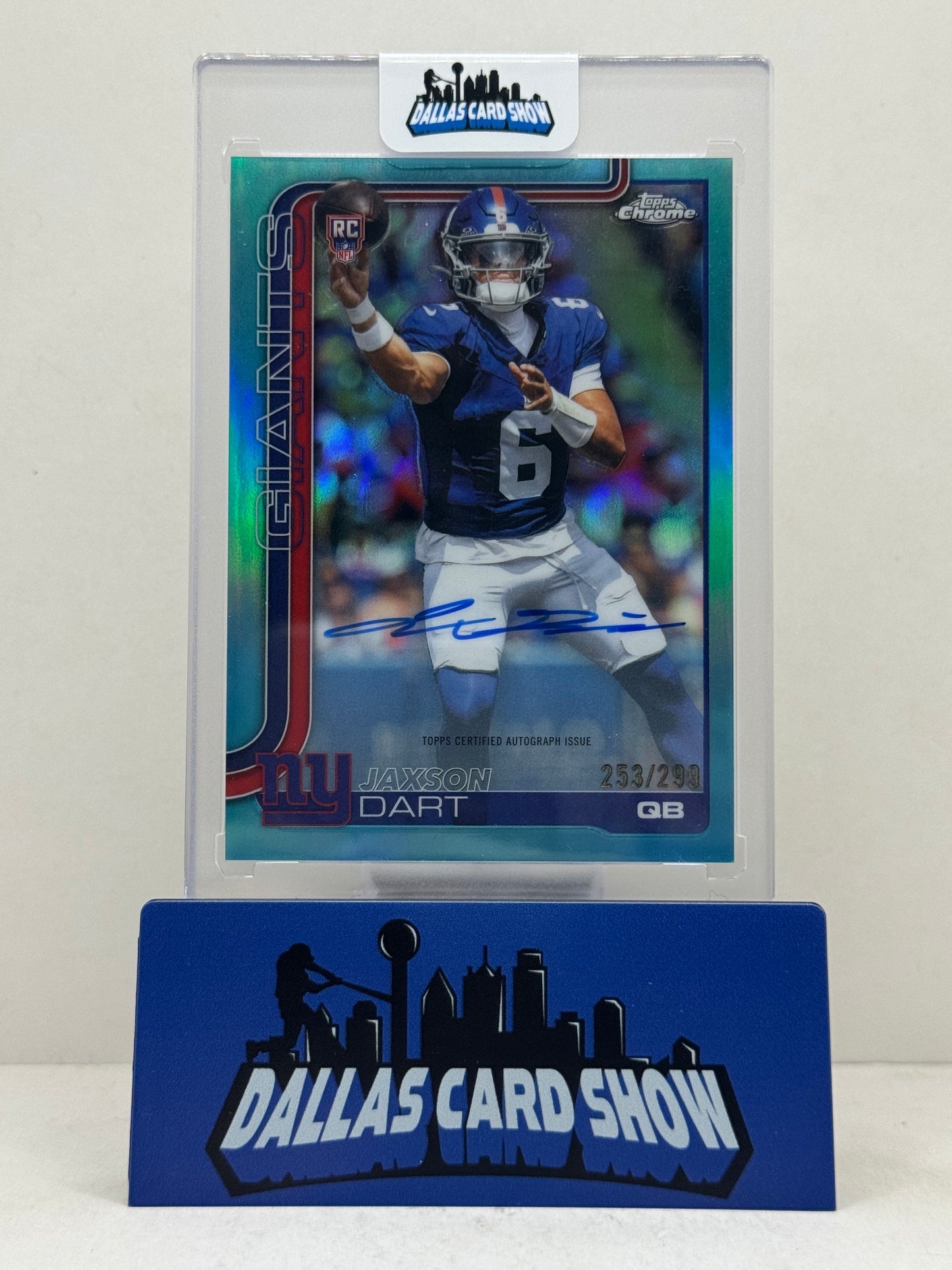 2025 Topps Chrome #RA-JD Jaxson Dart Aqua Rookie Autograph /299