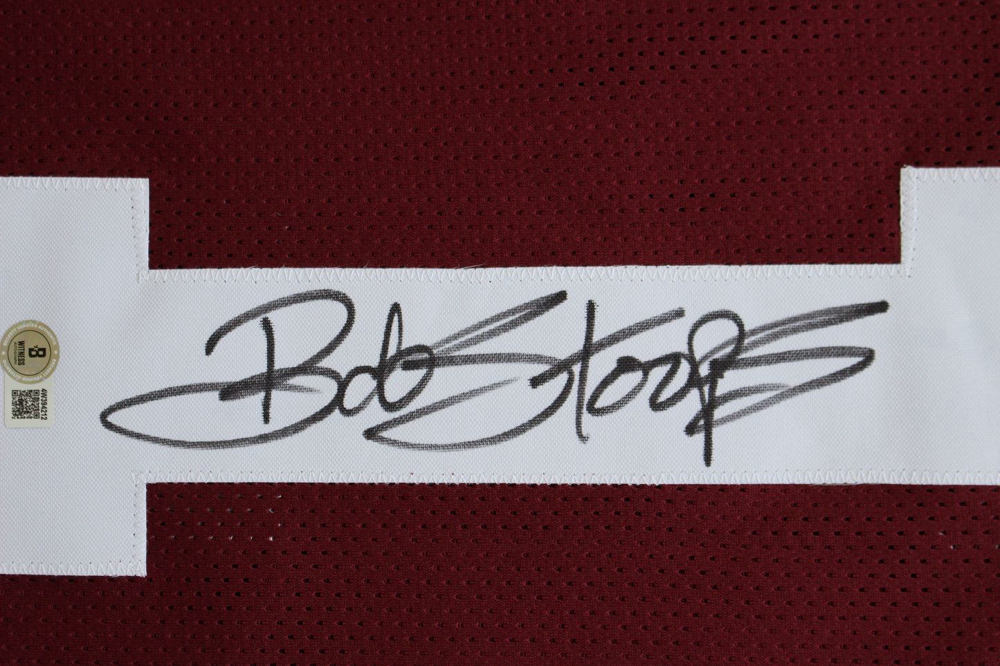 BOB STOOPS OU SOONERS SIGNED STAT FOOTBALL JERSEY Oklahoma BAS COA