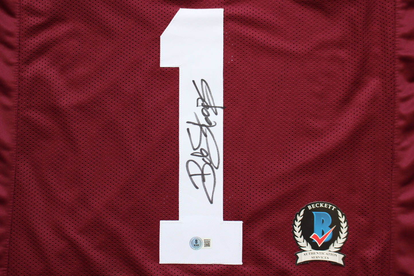 BOB STOOPS OKLAHOMA OU SOONERS SIGNED STATS JERSEY Iowa BAS COA
