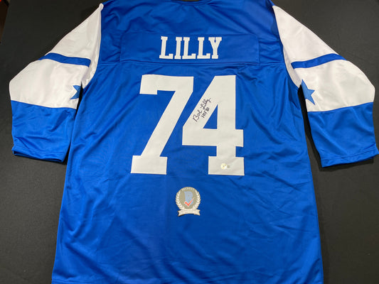 BOB LILLY DALLAS COWBOYS SIGNED Rookie Year JERSEY w/HOF80 TCU BAS