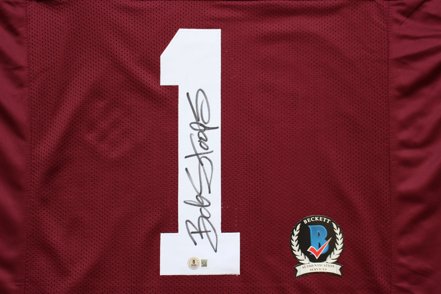 BOB STOOPS OKLAHOMA OU SOONERS SIGNED STATS JERSEY Iowa BAS COA
