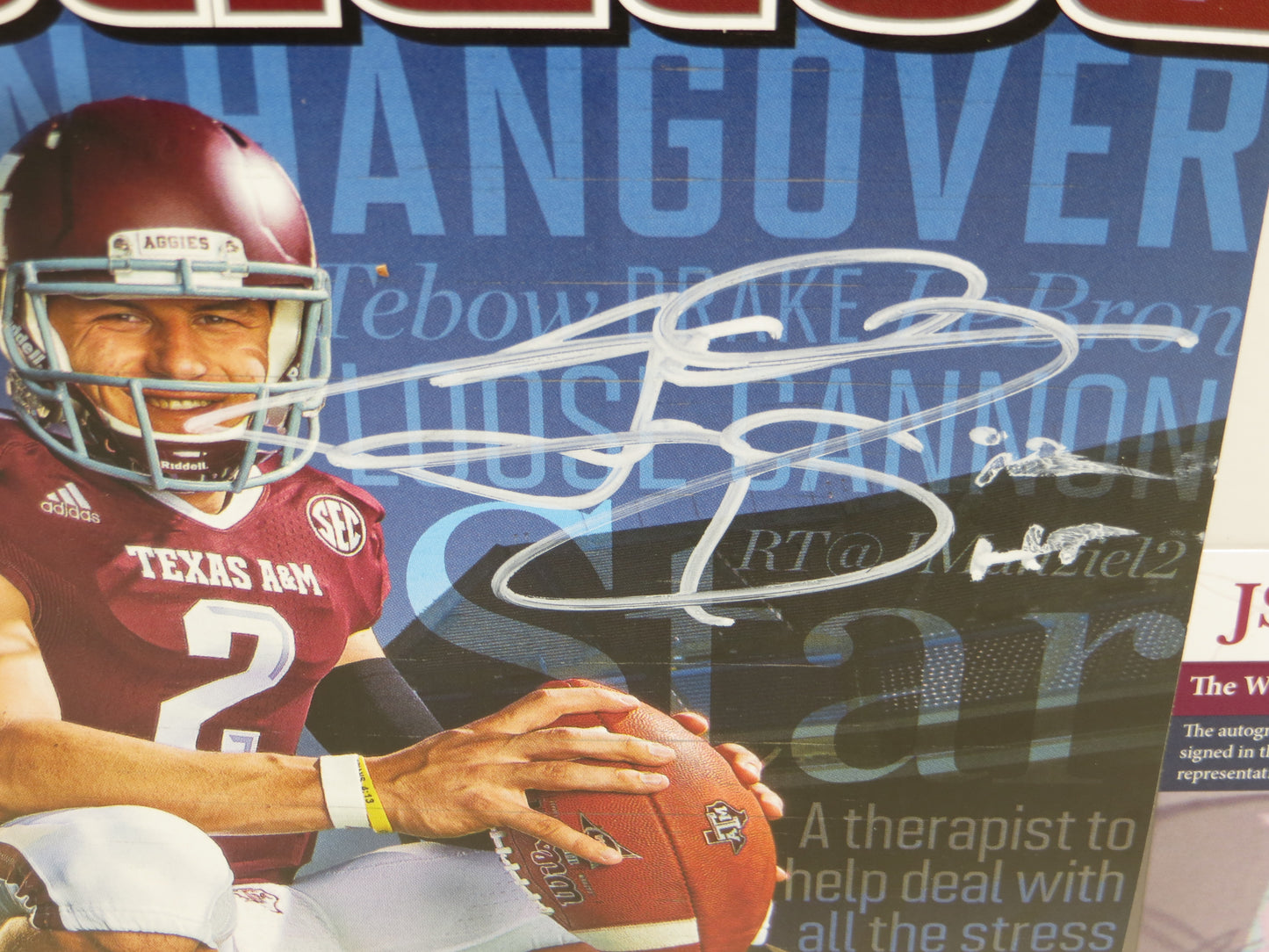 JOHNNY MANZIEL SIGNED TEXAS A&M Sports Illustrated Magazine 8/5/13 w/INSC No Label JSA