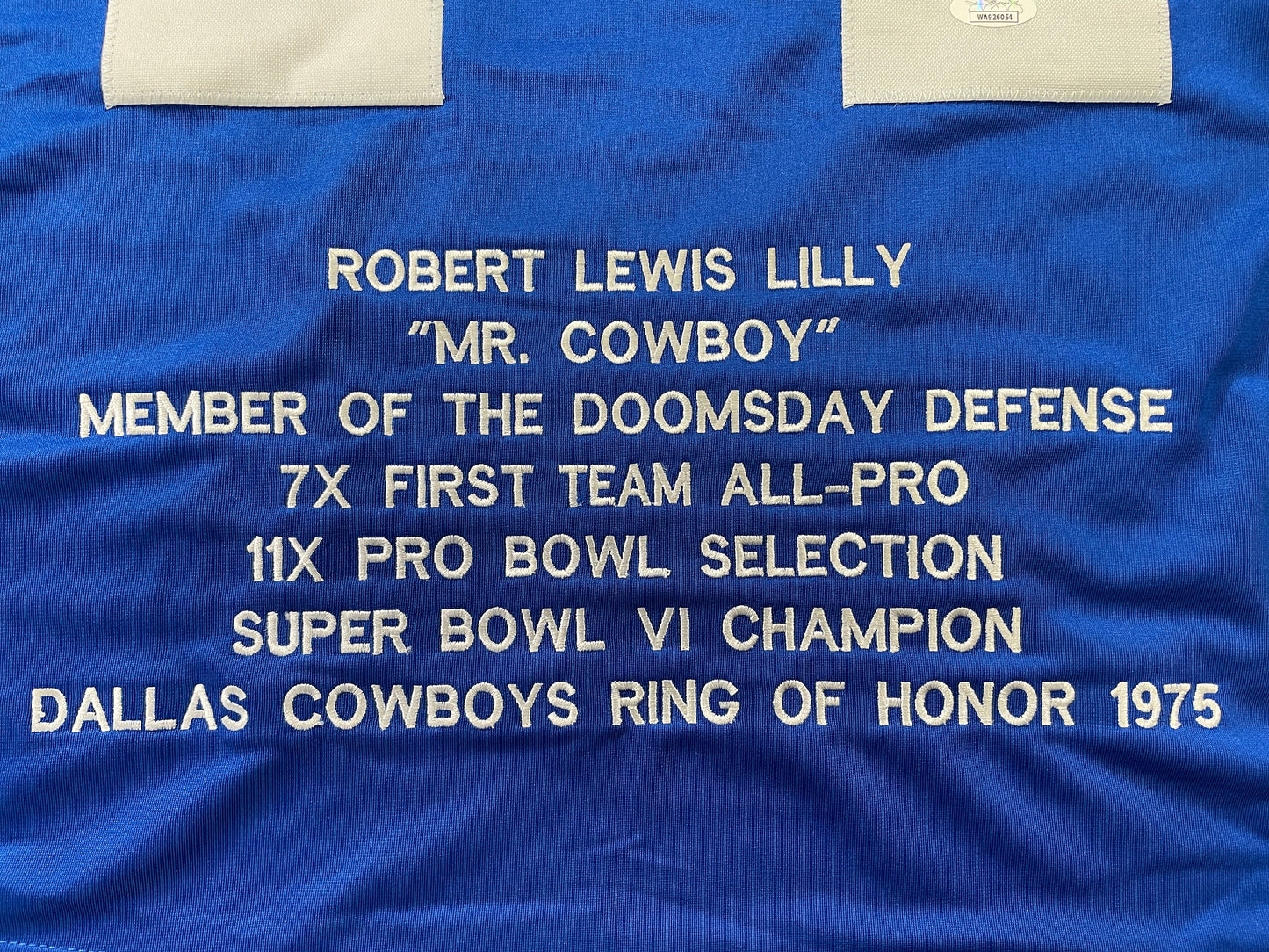 BOB LILLY DALLAS COWBOYS SIGNED SEWN THROWBACK FOOTBALL STAT JERSEY JSA