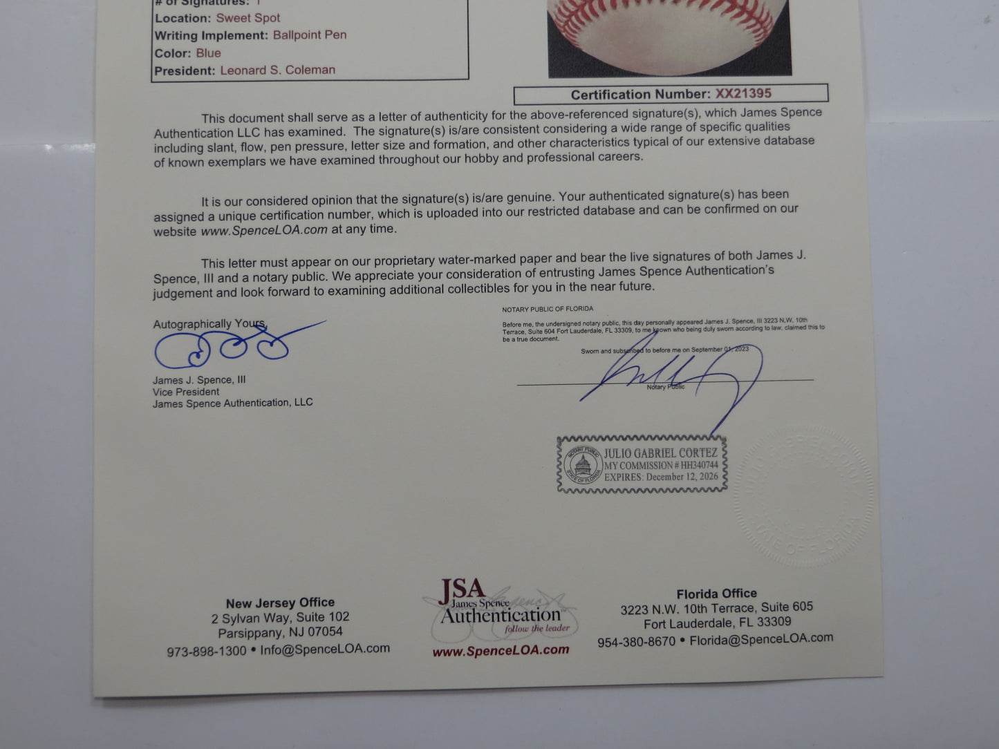 HENRY HANK AARON SIGNED RAWLINGS ONL BASEBALL BRAVES JSA FULL LOA