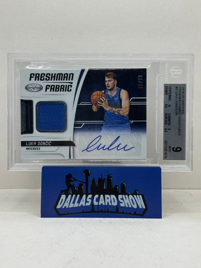 2018-19 Certified #3 Luka Doncic Freshman Fabrics Signatures /99 BGS 9 Auto 10