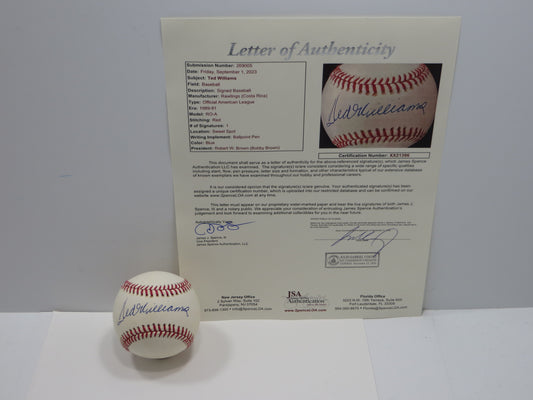 TED WILLIAMS BOSTON RED SOX SIGNED RAWLINGS OAL BASEBALL JSA LOA
