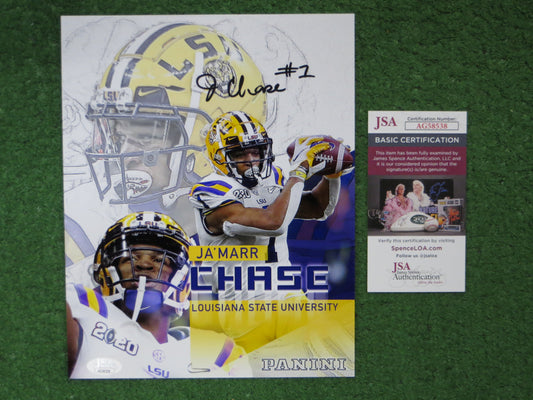 JAMARR CHASE SIGNED 8x10 LSU TIGERS PANINI PHOTO Cincinnati Bengals JSA COA