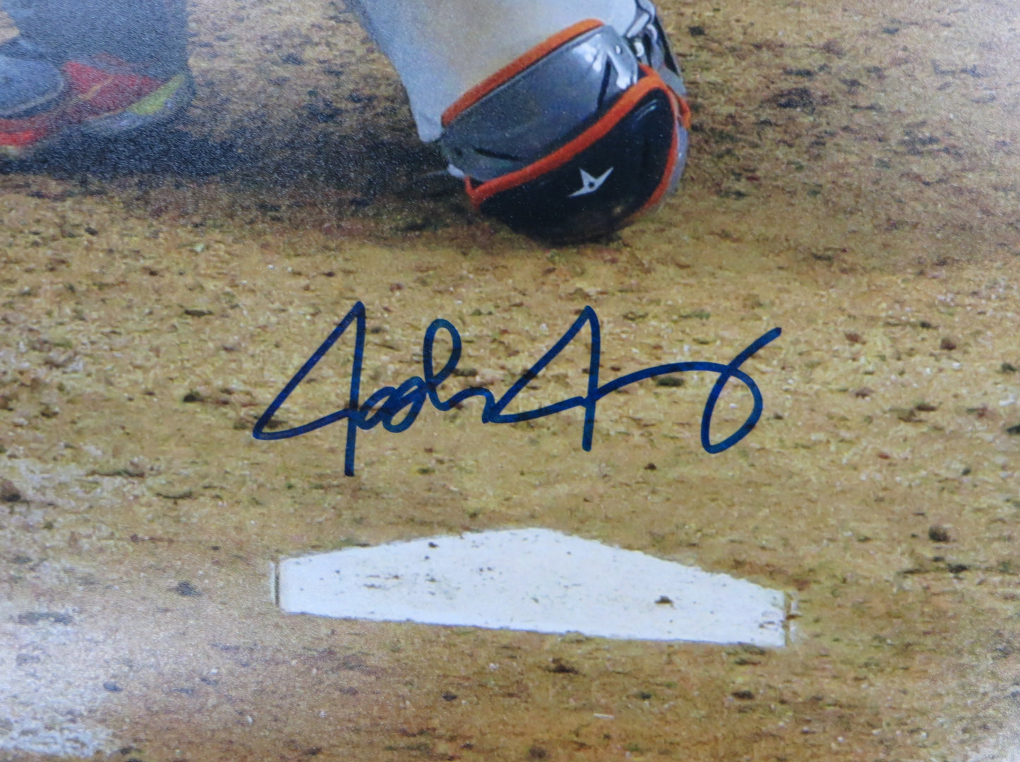 JOSH JUNG TEXAS RANGERS SIGNED 16x20 BATTING PHOTO BAS COA