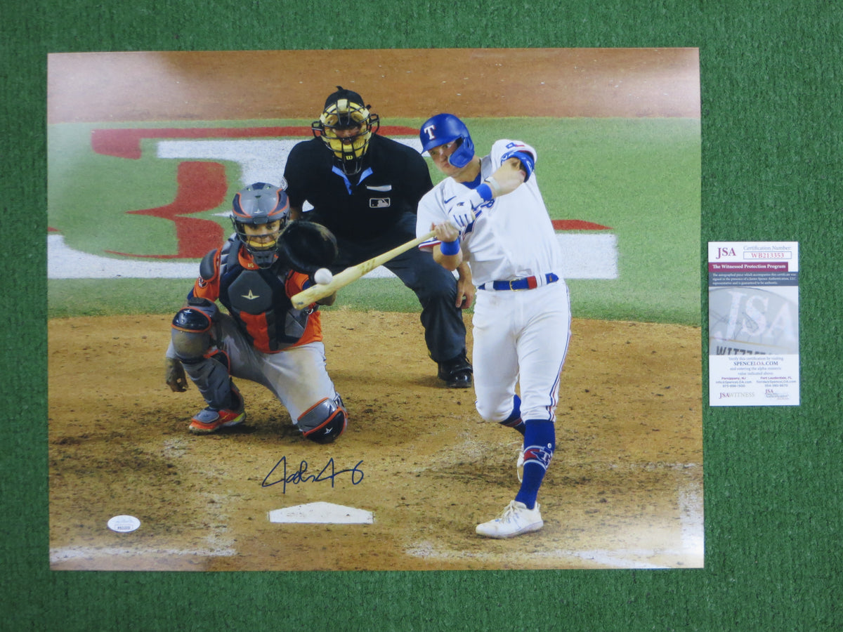 JOSH JUNG TEXAS RANGERS SIGNED 16x20 BATTING PHOTO JSA COA