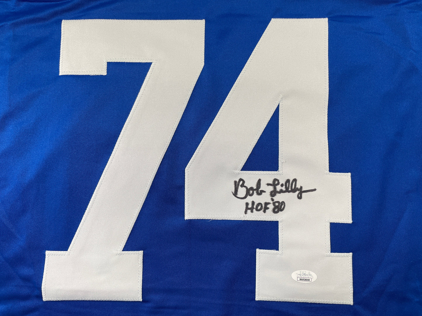 BOB LILLY DALLAS COWBOYS SIGNED SEWN THROWBACK FOOTBALL STAT JERSEY JSA