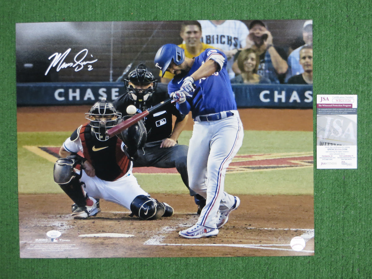 MARCUS SEMIEN TEXAS RANGERS SIGNED BATTING 16x20 PHOTO JSA COA