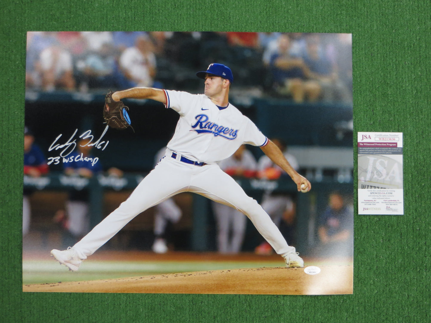 CODY BRADFORD TEXAS RANGERS SIGNED 16x20 PHOTO w/INSC JSA COA