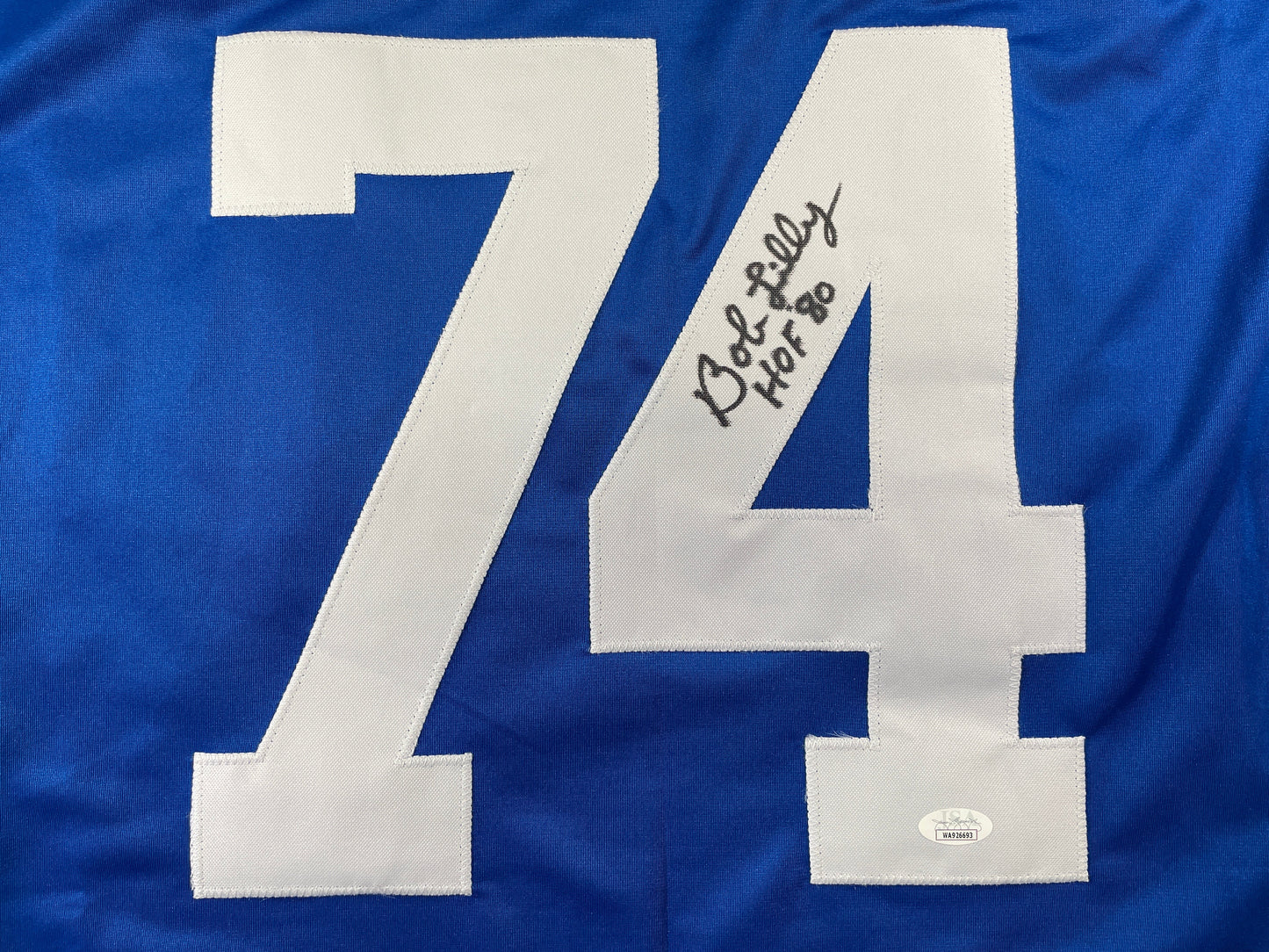 BOB LILLY DALLAS COWBOYS SIGNED SEWN THROWBACK FOOTBALL STAT JERSEY JSA
