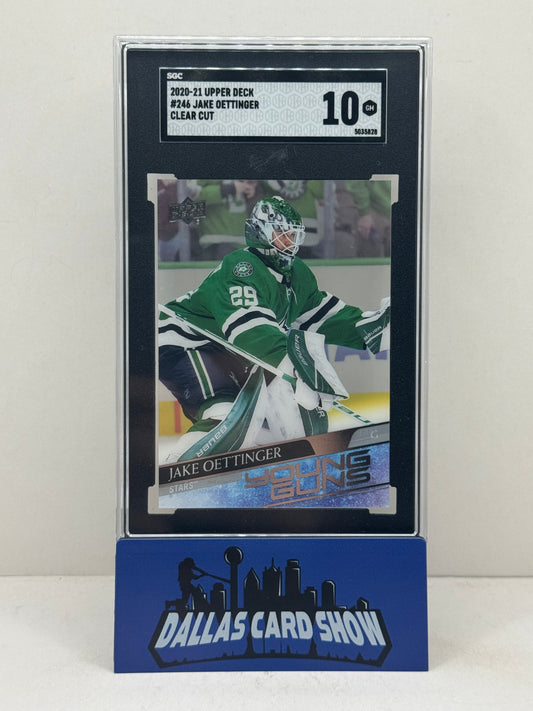 2020-21 Upper Deck #246 Jake Oettinger Clear Cut Acetate SGC 10