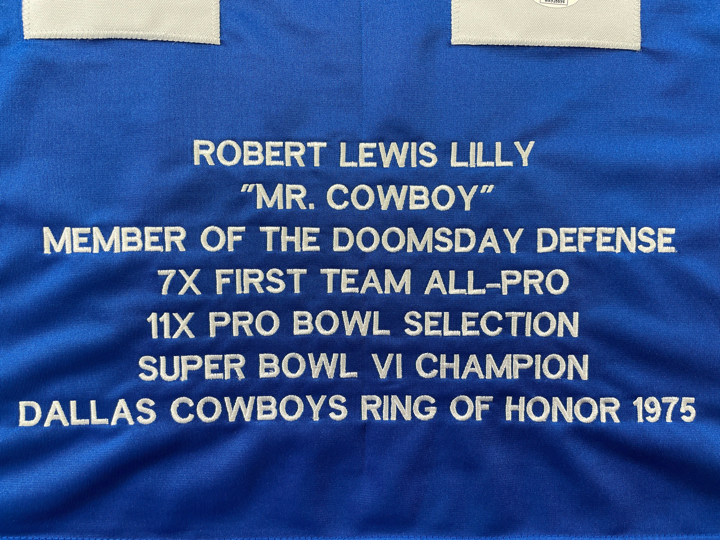 BOB LILLY DALLAS COWBOYS SIGNED SEWN THROWBACK FOOTBALL STAT JERSEY JSA