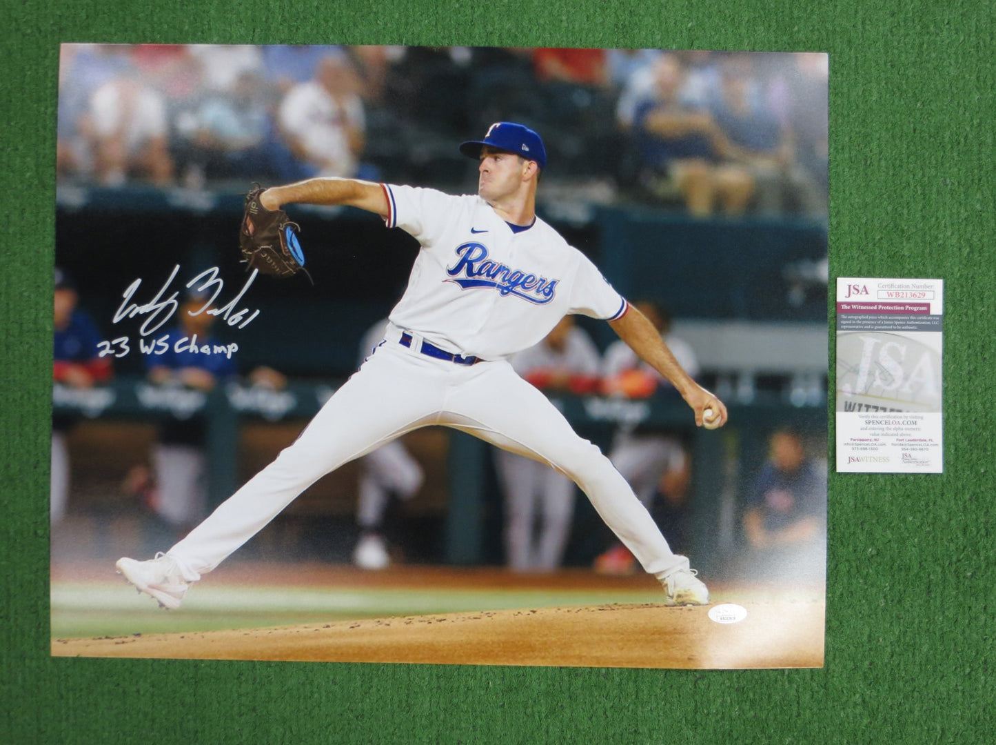 CODY BRADFORD TEXAS RANGERS SIGNED 16x20 PHOTO w/INSC JSA COA