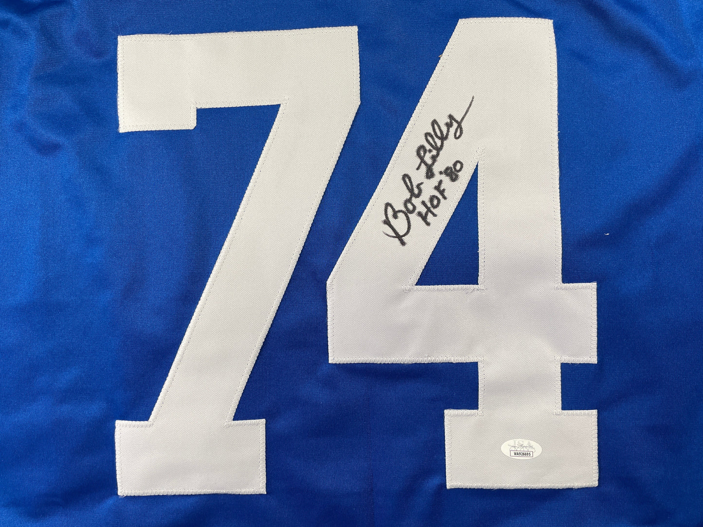 BOB LILLY DALLAS COWBOYS SIGNED SEWN THROWBACK FOOTBALL STAT JERSEY JSA