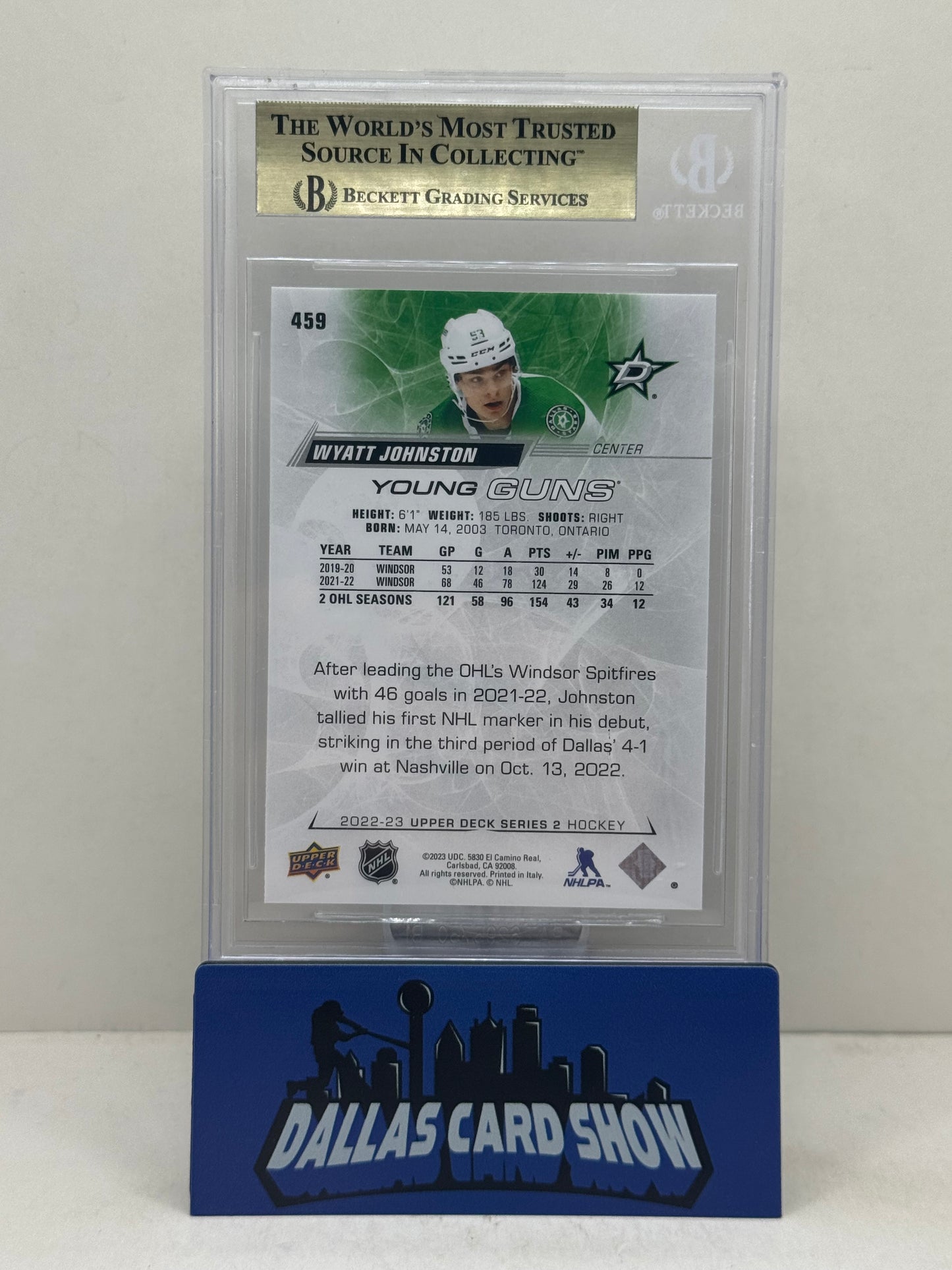 2022-23 Upper Deck #459 Wyatt Johnston Young Guns BGS 9.5