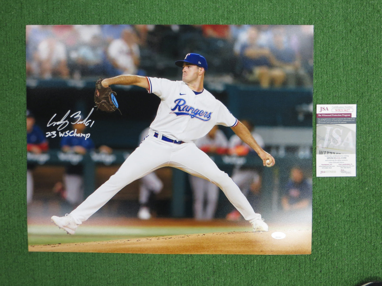 CODY BRADFORD TEXAS RANGERS SIGNED 16x20 PHOTO w/INSC JSA COA