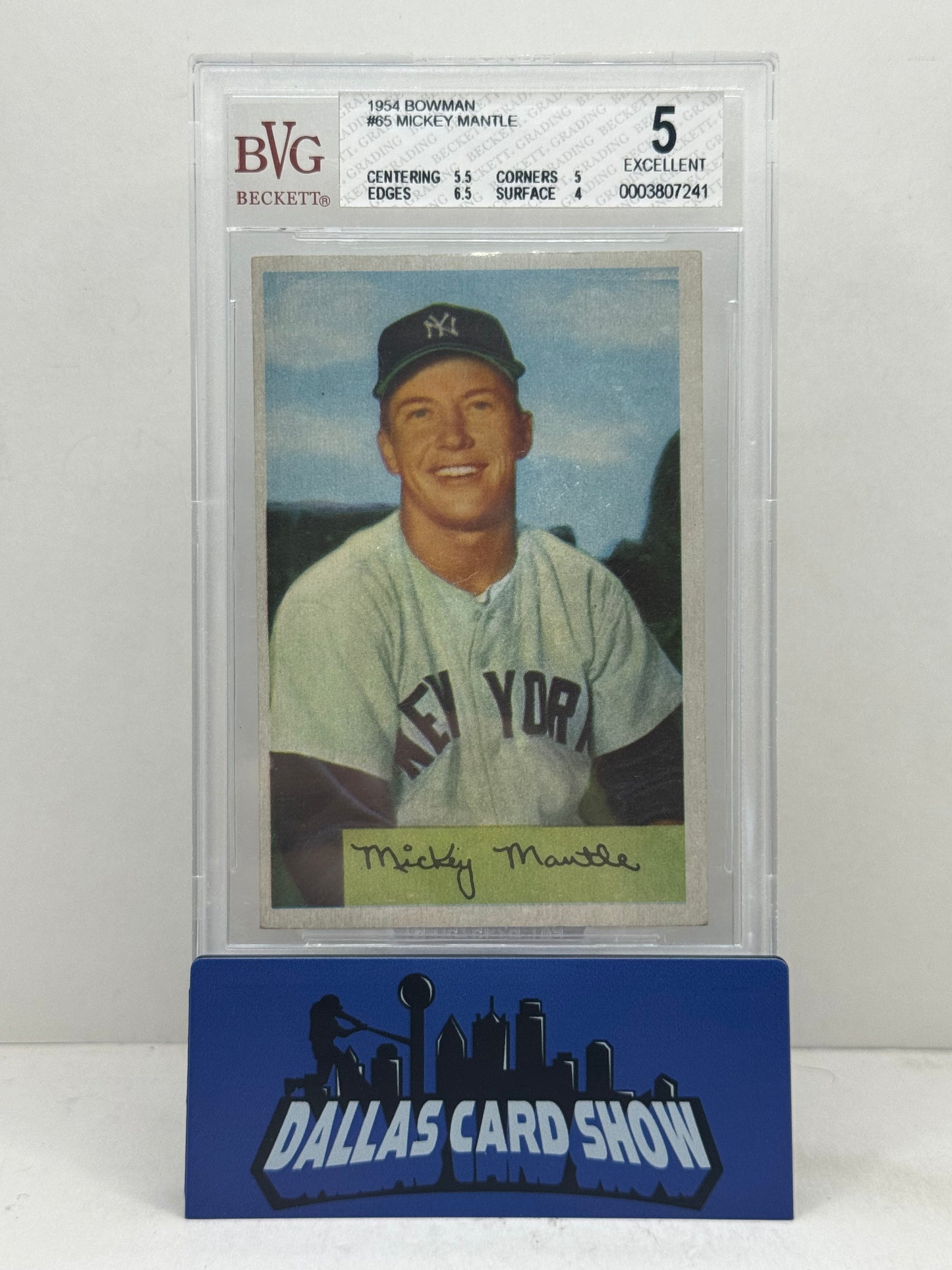 1954 Bowman #65 Mickey Mantle BVG 5