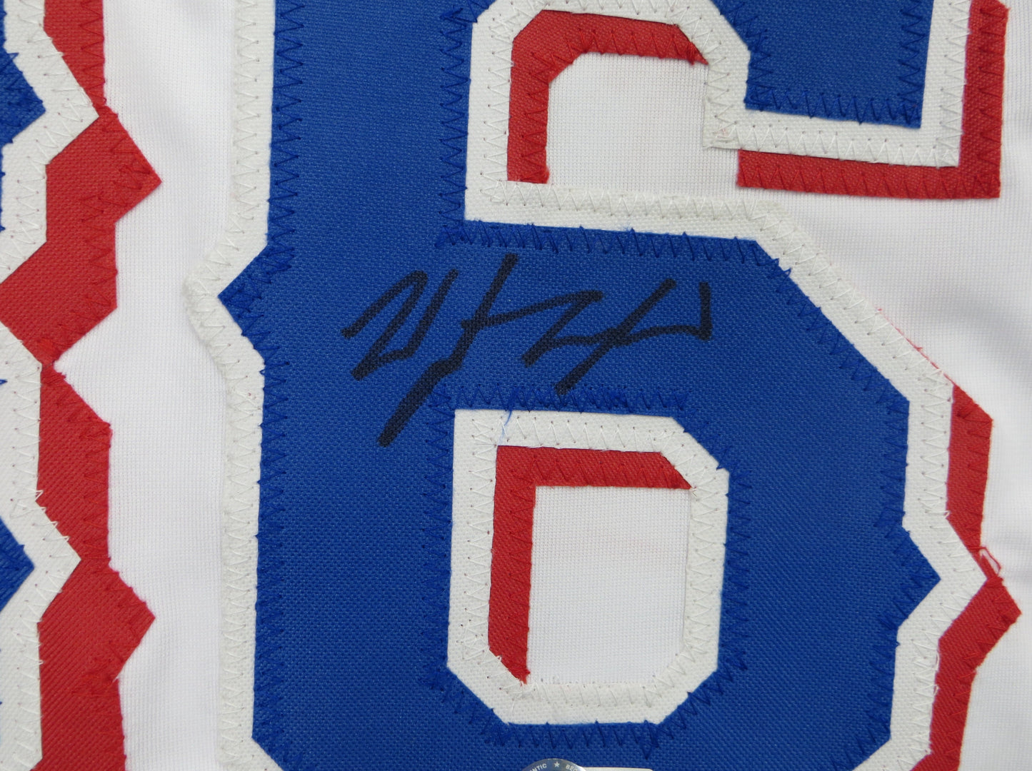 WYATT LANGFORD TEXAS RANGERS SIGNED SEWN Jersey BAS COA