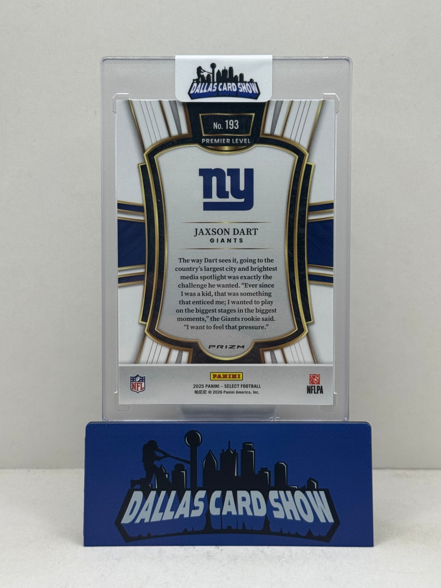 2025 Panini Select #193 Jaxson Dart Premier Level Zebra Rookie RC