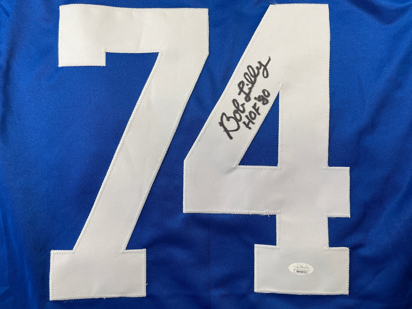 BOB LILLY DALLAS COWBOYS SIGNED SEWN THROWBACK FOOTBALL STAT JERSEY JSA
