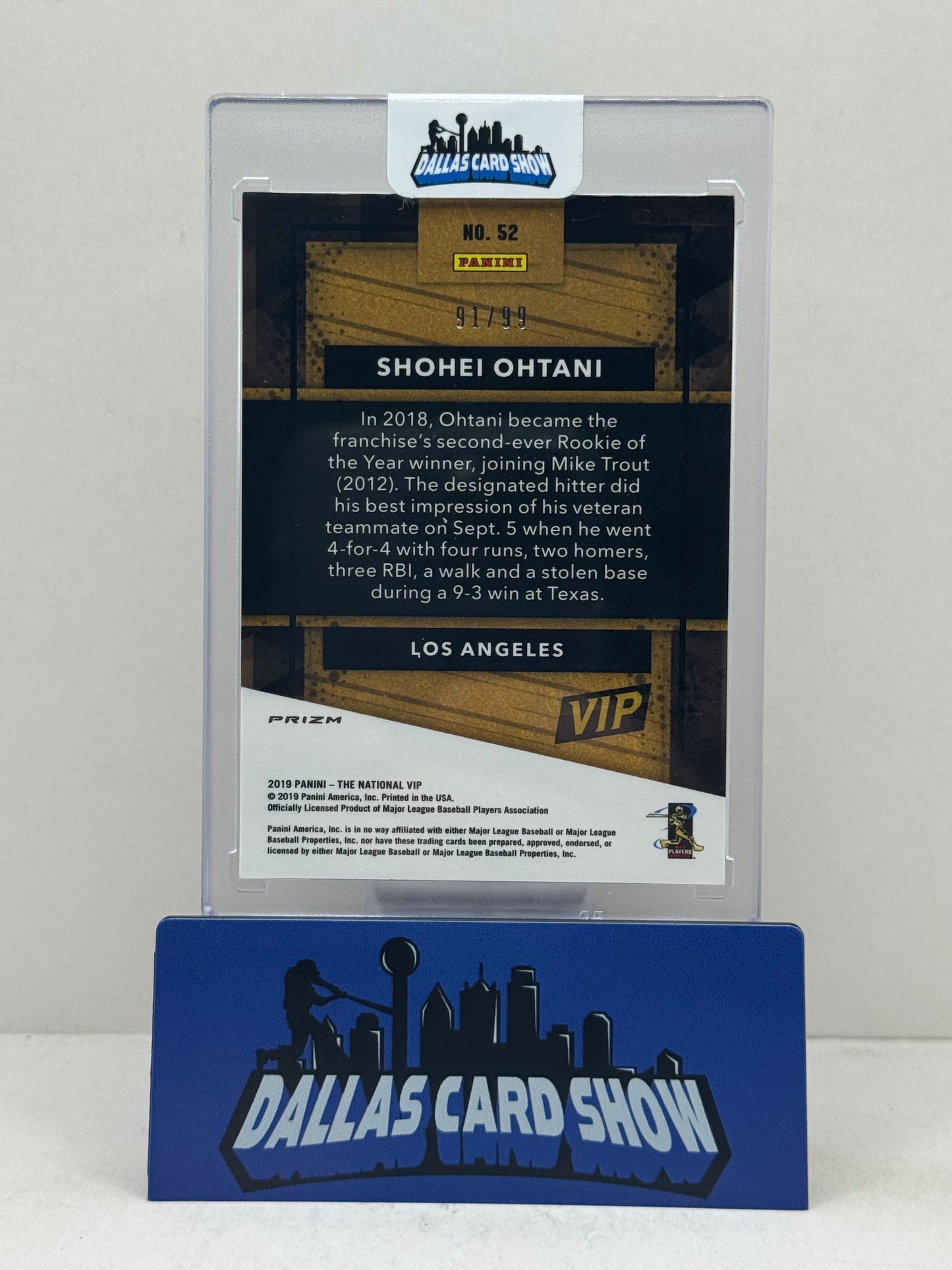 2019 Panini The National VIP #52 Shohei Ohtani Purple Ice /99 Dodgers