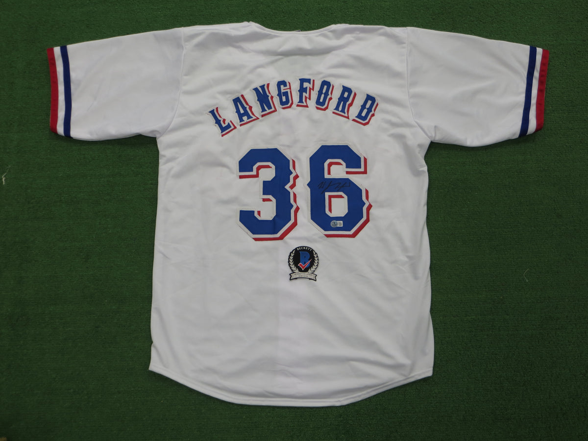WYATT LANGFORD TEXAS RANGERS SIGNED SEWN Jersey BAS COA
