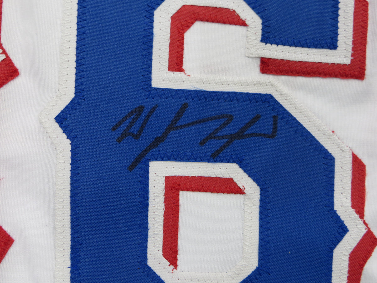 WYATT LANGFORD TEXAS RANGERS SIGNED SEWN Jersey BAS COA