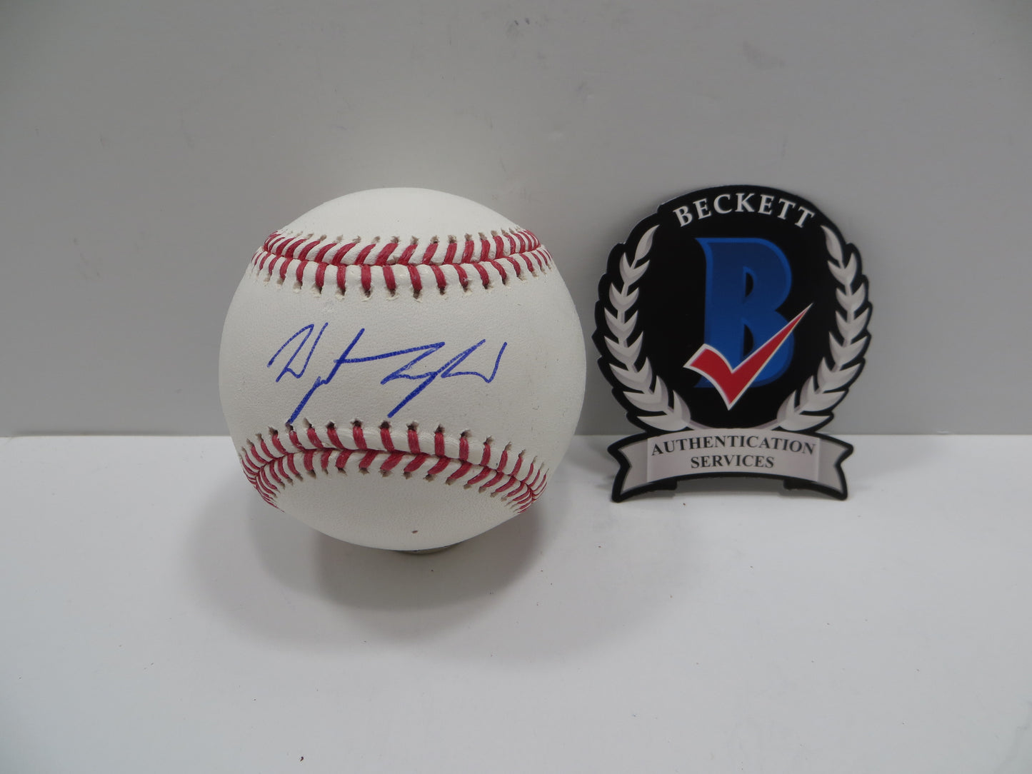 WYATT LANGFORD TEXAS RANGERS SIGNED RAWLINGS OML BASEBALL BAS COA