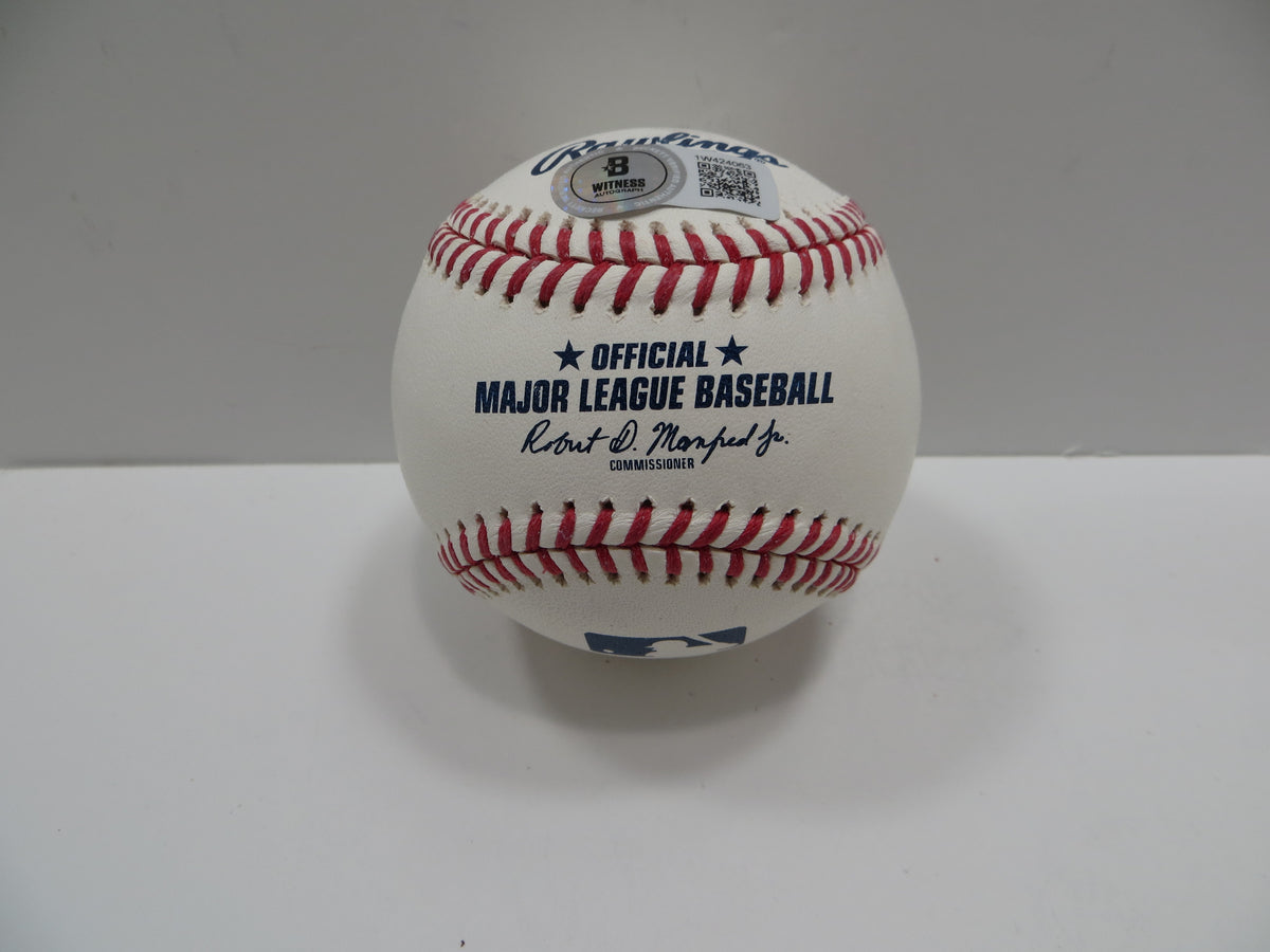 WYATT LANGFORD TEXAS RANGERS SIGNED RAWLINGS OML BASEBALL BAS COA
