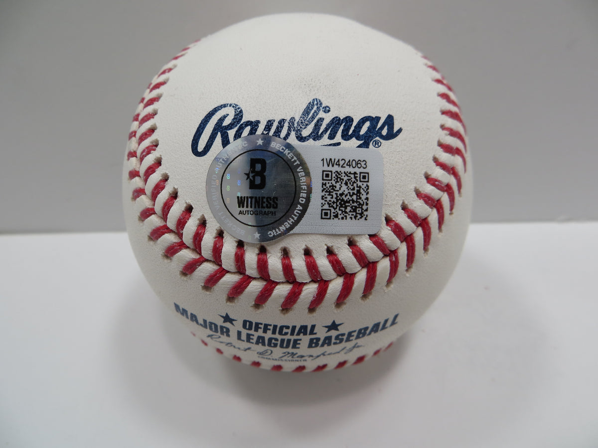 WYATT LANGFORD TEXAS RANGERS SIGNED RAWLINGS OML BASEBALL BAS COA