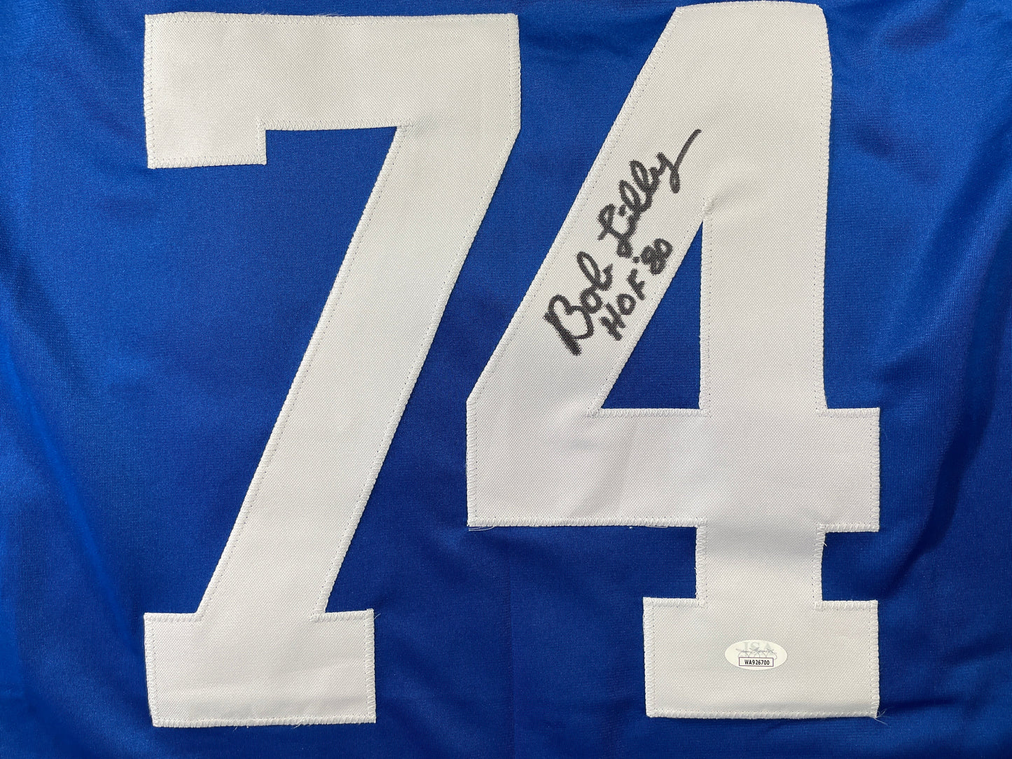 BOB LILLY DALLAS COWBOYS SIGNED SEWN THROWBACK FOOTBALL STAT JERSEY JSA