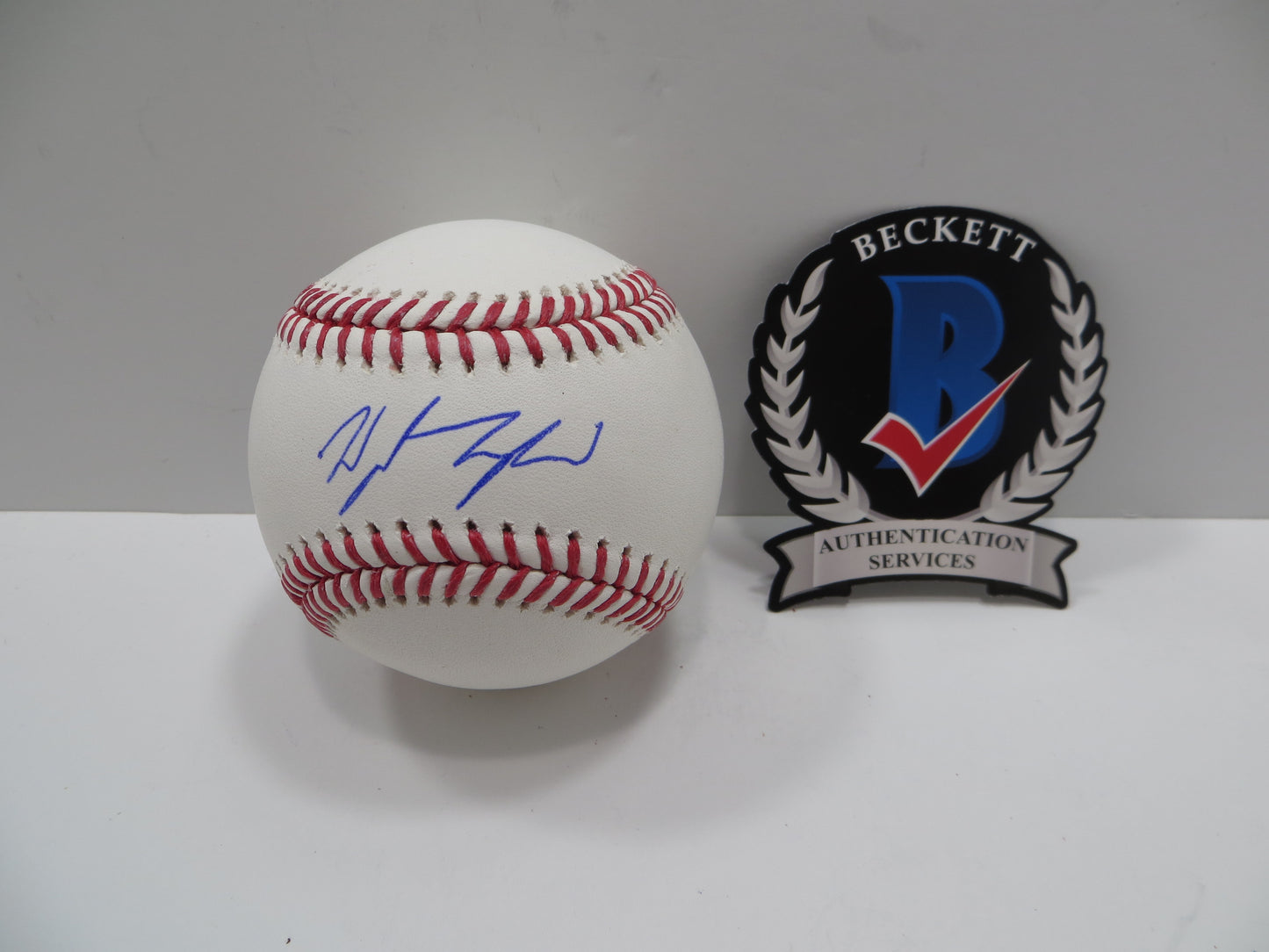 WYATT LANGFORD TEXAS RANGERS SIGNED RAWLINGS OML BASEBALL BAS COA
