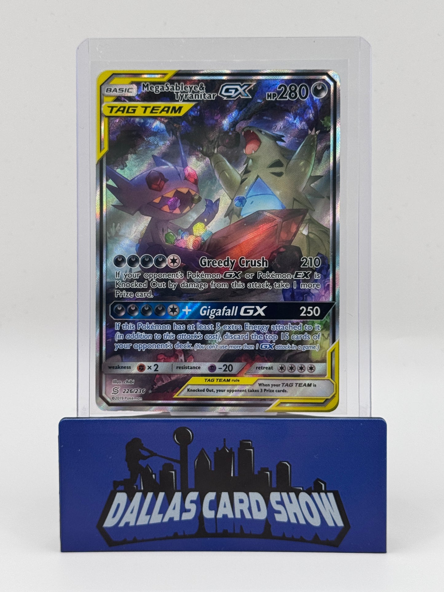 2019 Pokemon - Mega Sableye & Tyranitar GX (Alt Art) - 226/236 Unified Minds NM
