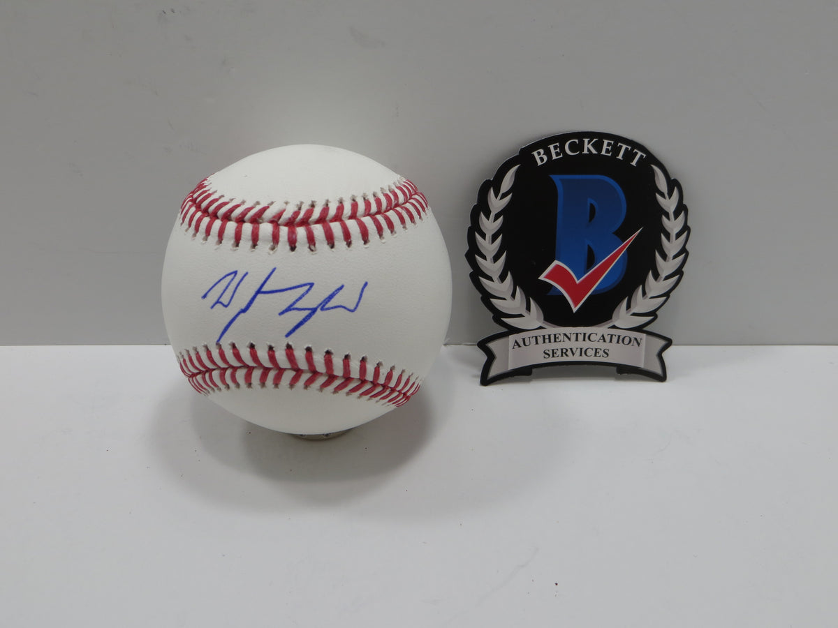 WYATT LANGFORD TEXAS RANGERS SIGNED RAWLINGS OML BASEBALL BAS COA