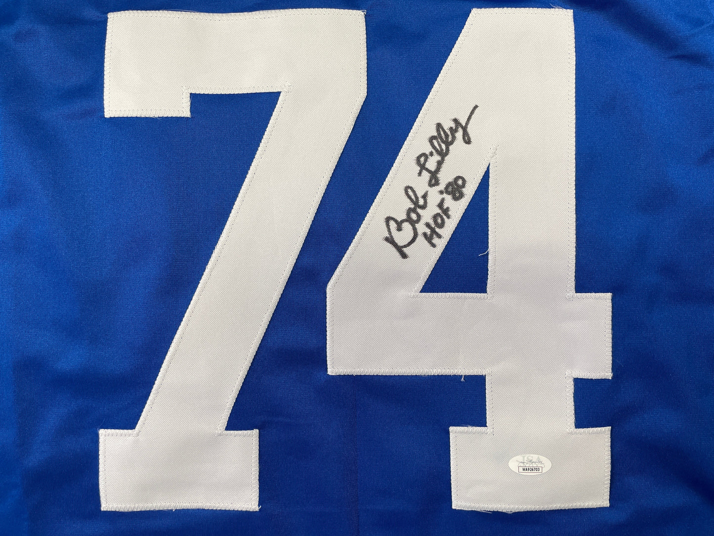 BOB LILLY DALLAS COWBOYS SIGNED SEWN THROWBACK FOOTBALL STAT JERSEY JSA