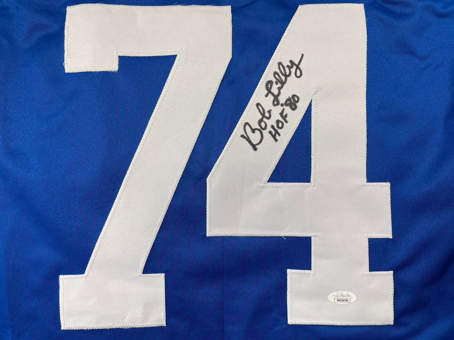 BOB LILLY DALLAS COWBOYS SIGNED SEWN THROWBACK FOOTBALL STAT JERSEY JSA