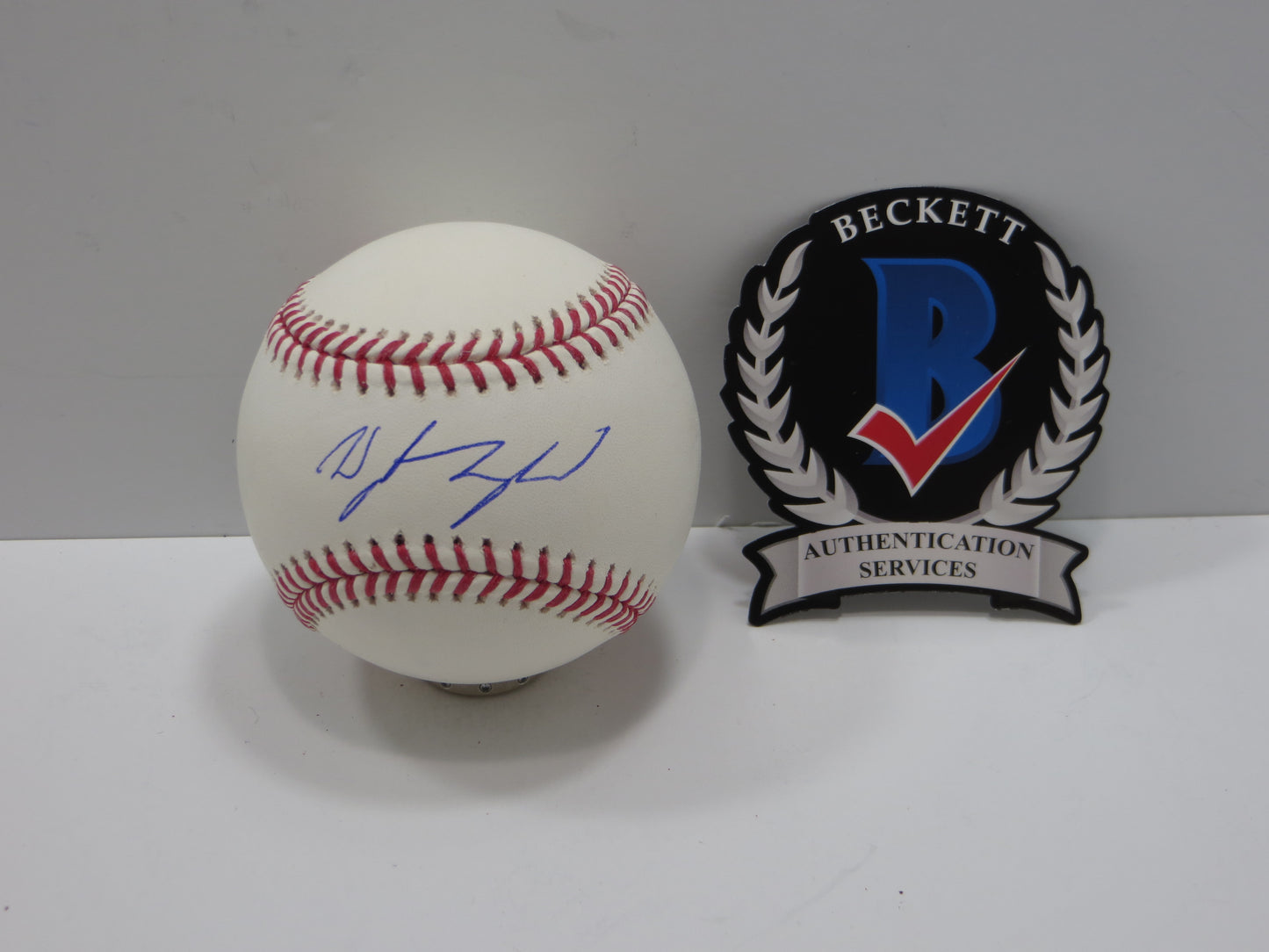 WYATT LANGFORD TEXAS RANGERS SIGNED RAWLINGS OML BASEBALL BAS COA