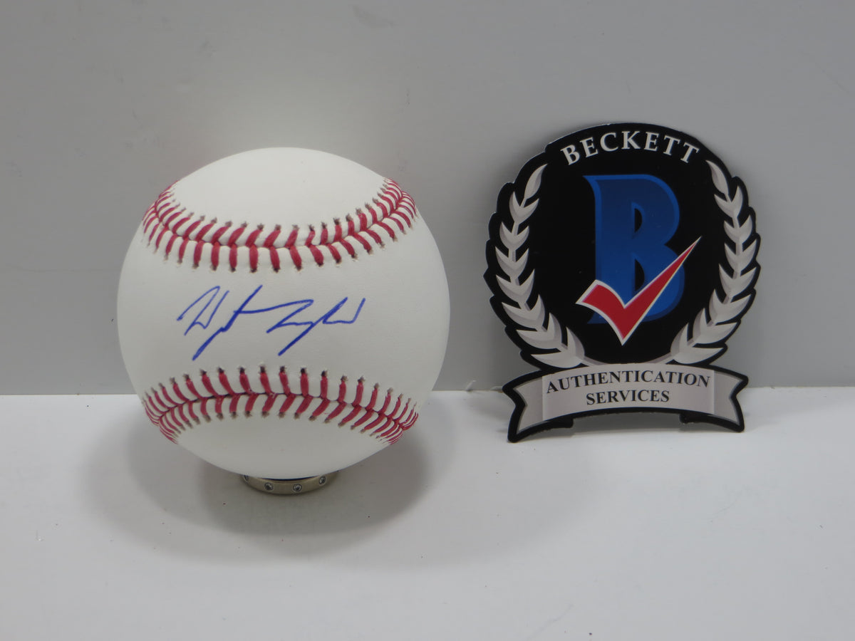 WYATT LANGFORD TEXAS RANGERS SIGNED RAWLINGS OML BASEBALL BAS COA