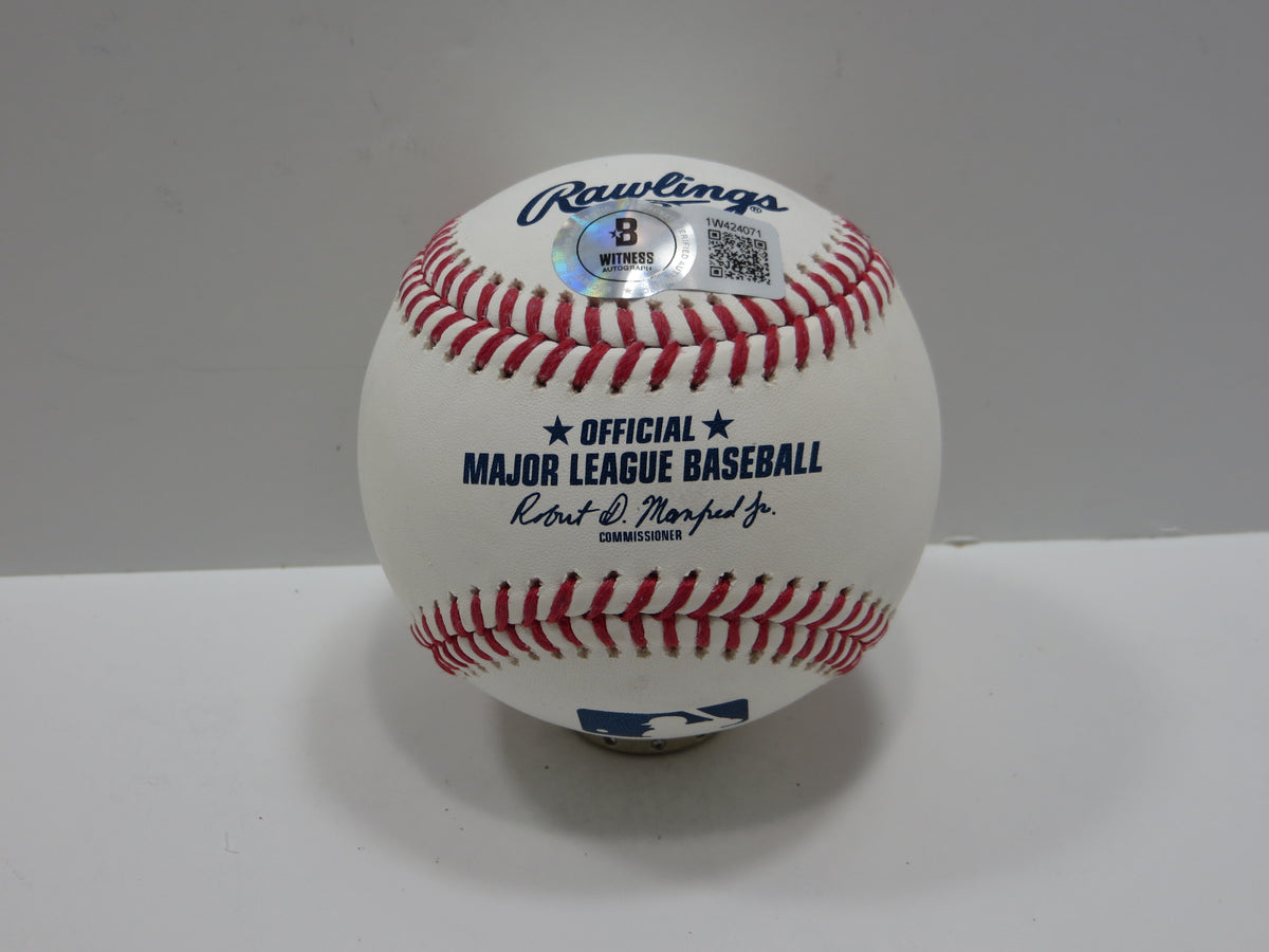 WYATT LANGFORD TEXAS RANGERS SIGNED RAWLINGS OML BASEBALL BAS COA