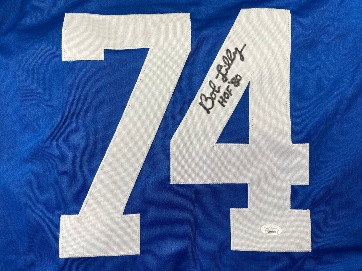 BOB LILLY DALLAS COWBOYS SIGNED SEWN THROWBACK FOOTBALL STAT JERSEY JSA