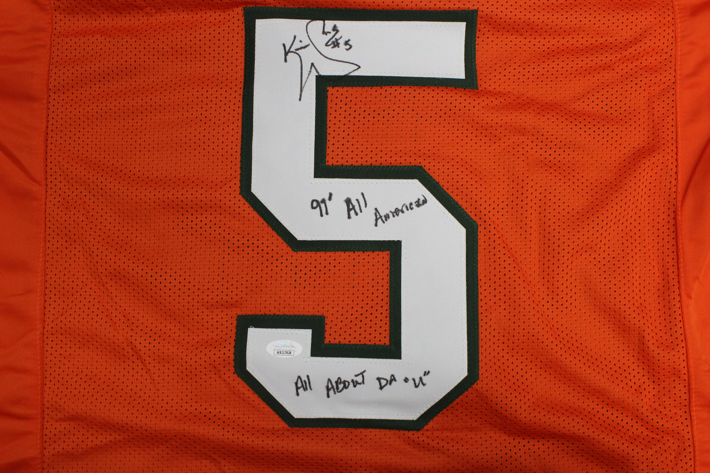 KEVIN WILLIAMS MIAMI HURRICANES SIGNED JERSEY w/INSCs Dallas Cowboys XL BAS